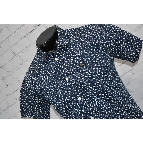 RVCA Hawaiian Style Dress Shirt Mens Size Medium Cotton Blue - Picture 1 of 6